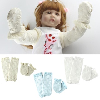 De bebé niños tubo de rodilla medias+mangas de brazo+guantes+juego de calcetines de algodón suave de punto de las piernas calentador Kit de manoplas