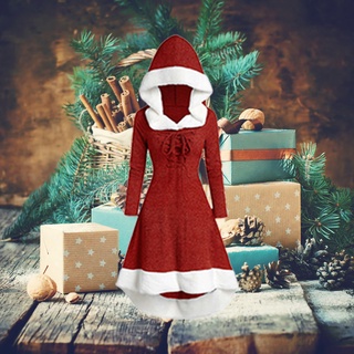 [Nueva Llegada] Sr . Santa Claus Navidad Para Mujer Con Capucha Vestido De Lujo Para Fiestas De Disfraces YKT