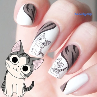 New 🌹Sheets Nail Art Water Transfer Happy Cute Cat Manicure Decals