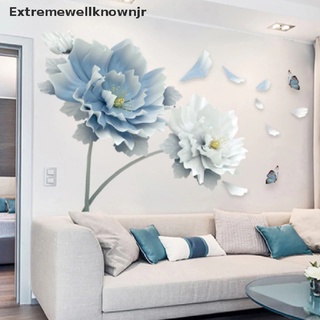 ermx - pegatinas de pared extraíbles, diseño de flores, color blanco, azul, diseño de mariposas