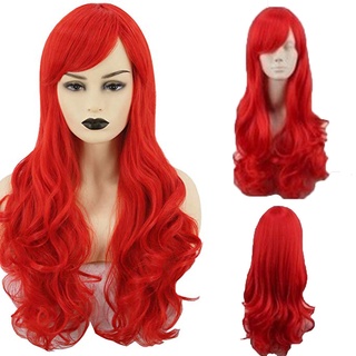 Huarami pequeña peluca de sirenita/relleno/peluca/peluca larga/rizado rojo/peluca/peluca larga