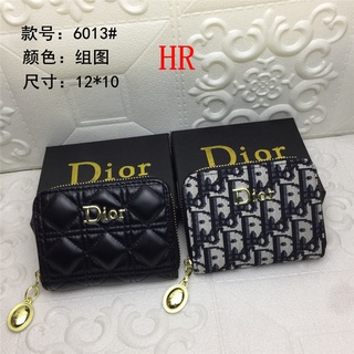Dior_ cartera corta titular de la tarjeta paquete de dos pliegues carteras carteras de cuero monedero Poch bolsa Clip de dinero cartera