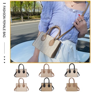 【fw】Retro Women PU Leather Woven Patchwork Shoulder Messenger Bag Small Handbag