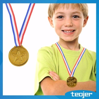 medallas de oro de plástico para niños ganador medallas de premio con cinta, estrellas medallas fiesta premio premios jer