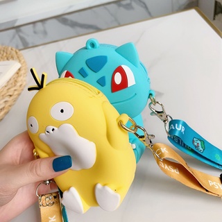 Lindo de dibujos animados Pokémon Psyduck Pikachu Squirtle Bulbasaur Eevee Kuromi Charmander niños Crossbody bolso bebé niños niñas bolso de hombro (4)