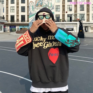 【Ready Stock】 Women Men Pullover Character Graffiti Letter Printing Plus Velvet Thickening Loose Sweaters