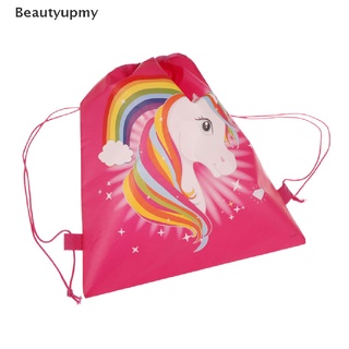 [beautyupmy] 1pcs unicornio con cordón bolsas de espalda bolsas de dibujos animados tema unicornio bolsa con cordón caliente