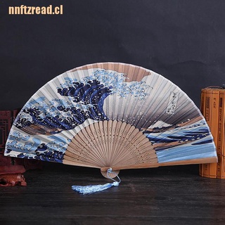 NN Silk Hand Fan Mount Fuji Kanagawa Waves Japanese Folding Fan Pocket Fan Gift