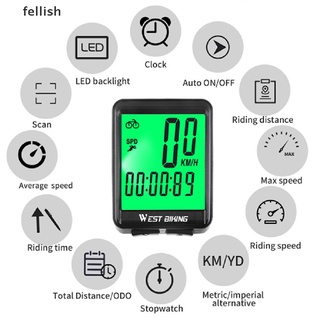 [fellish] cronómetro inalámbrico para bicicleta/computadora/ciclismo/velocidad led/velocímetro de bicicleta/436cl (6)