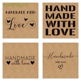 HAPPBUYY 50PCS 6x6cm Handmade With Love DIY Supplies Gift Labels Kraft Paper Cards Postcard For Small Business Package Decoration Online Retail Greeting Cardstock