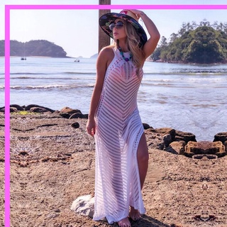 Mujer Sexy playa cubrir sin mangas moda hueco vestido largo playa cubrir hasta