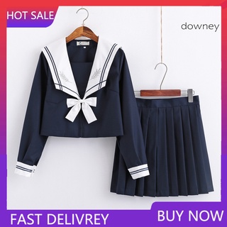 D&W ◆ JK Uniform Skirt Pleated Skirt Anti-wrinkle Basic Style Navy Collar Uniform Suit For School