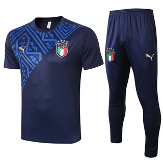 2021 italia nacional hombres azul marino cuello redondo pantalones de chándal de fútbol traje de entrenamiento