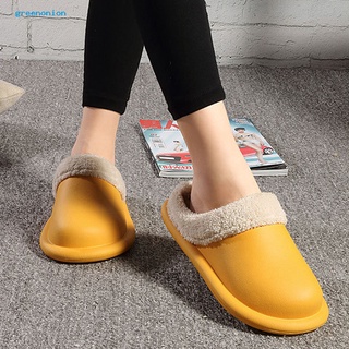 invierno de las mujeres antideslizantes casa zapatillas impermeable caliente de felpa piso de deslizamiento en los zapatos (2)