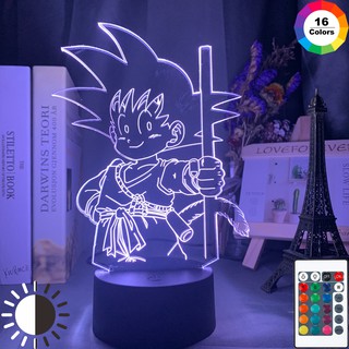 Anime Dragon Ball joven Goku figura Led luz de noche para niños dormitorio decoración luz de noche fresco niño cumpleaños escritorio lámpara 3d Goku
