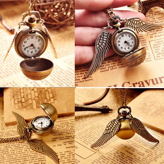 Harry Potter Snitch Pocket Watch Colgante Collar Steampunk Quidditch Reloj Ala (1)
