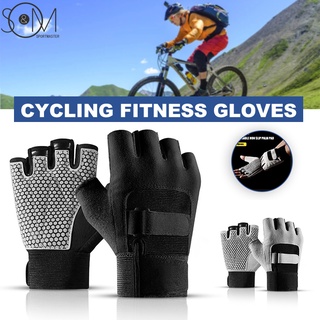 Guantes antideslizantes de medio dedo con soporte de muñequera acolchado Fitness corto dedo abierto guante para montar deportes