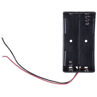 Black 2 x 3.7V 18650 Pointed Tip Battery Holder Case w Wire Leads (2)