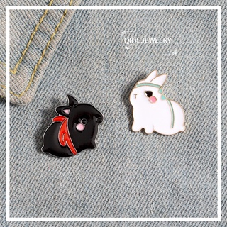 The Untamed enamel pin Black White Rabbit Brooch Bag Clothes Lapel Pin Button Badge Cartoon Animal Jewelry Gift for best friends