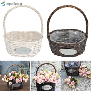 cesta de flores tejida a mano portátil para decoración de boda, jardín, hogar (4)