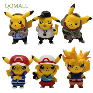 Qqmall 6 unids/Set Pokemon figuras de acción adornos Pikachu figuras de acción Pikachu marea ropa figuras de juguete Anime Pokemon muñeca juguetes figura modelo