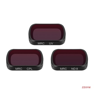 Zzz 3 pzs Kit de filtros UV/CPL/ND8 filtros de lente de cámara UV/CPL/ND8 Set de densidad Neutral Compatible con Osmo Pocket1/bolsillo2