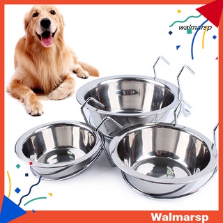 [wmp] metal perro mascota tazón jaula jaula antideslizante colgante plato de alimentos alimentador de agua con gancho