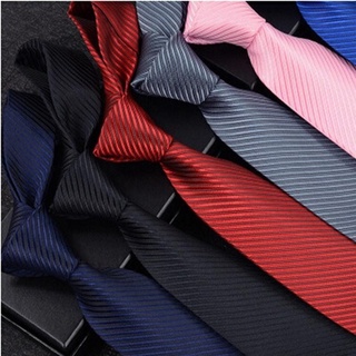 hombres comercial cremallera lazo formal traje perezoso corbata rayas boda estrecha cravate (8)