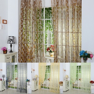 elegante hoja tipo tul puerta ventana cortina cortina cortina cortina transparente bufanda valances
