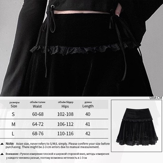 moda goth oscuro centro comercial gótico estético terciopelo plisado mini faldas de las mujeres vintage harajuku emo alt ropa de encaje volantes falda (2)