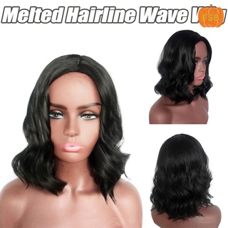 Melted Hairline Wave Wig Mid-length Black Curly Hair Wig for Women with Natural Look