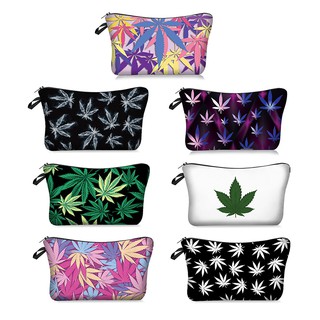 Gcgctop nuevas bolsas de maquillaje de impresión de patrón de malas hierbas de moda cosméticos bolsas para viajes