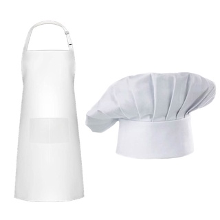 Delantal de nogal Chef sombrero conjunto, babero ajustable delantal de cocina delantal de agua resistente a la caída elástica panadero cocina cocina Chef gorra mujeres hombres (9)