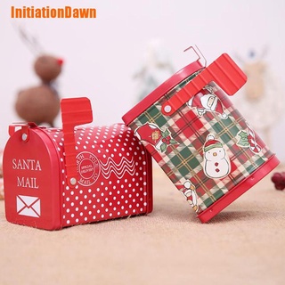 Initiationdawn> diseño de buzón de navidad caramelo de navidad caja de hierro caja de almacenamiento de galletas