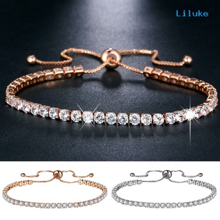 CL--Luxury Cubic Zircon Single Row Pull Slider Bracelet Women Adjustable Bangle