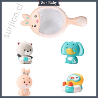 bebé flotante animal juguetes piscina juguete conjunto red de pesca bañera juguetes para el tiempo de ducha [surjion]