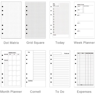 A5/A6/A6/A4/B5 recambio Dot/Matrix/To Do/Grid/mes planificador papel para diario cuaderno organizador, 45 hojas (2)