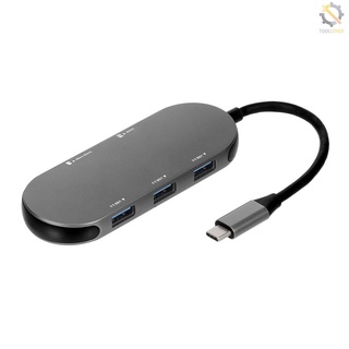 5 en 1 multifuncional Hub de aluminio Shell USB *3/SD TF tarjeta Plug and Play Hub portátil gris