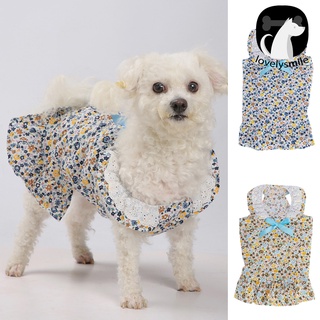 (Ls) Vestido De Mascota Delgado Transpirable Encaje Decoración Adorable Bowknot Perro Cachorro Falda Para Primavera