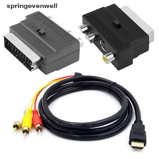 [springevenwell] cable de audio av s-video 1080p hdmi macho a 3 rca con adaptador de fono rca a 3 rca