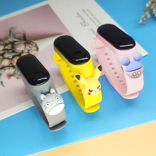 [disponible en inventario] reloj led digital de dibujos animados para niños pikachu mickey doraemon niños banda de silicona (1)