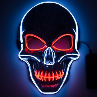 Máscara LED de halloween negro fantasma cara props fluorescente V palabra horror 10 colores burst flash máscara [LED]V: 10. wmhaini16889.my10.11