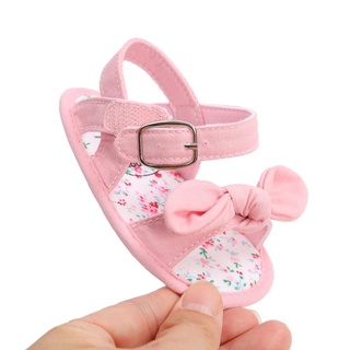 ☎Ok✨Zapatos planos antideslizantes para bebés, estampado Floral, sandalias de suela suave para bebé niñas, blanco/azul marino/rosa (6)
