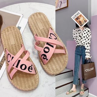 【Entrega rápida】Zapatillas Zapatillas Sandalias Cruz de estilo romano de las mujeres zapatillas de moda coreana personalizable playa zapatos estudiante exterior desgaste sandalias La casa y la vida