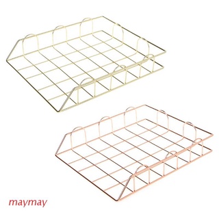 MAYMA Folding Wrought Iron Letter Magazine Newspaper Holder Storage Rack File Tray for Office Desk Organizer Supplies