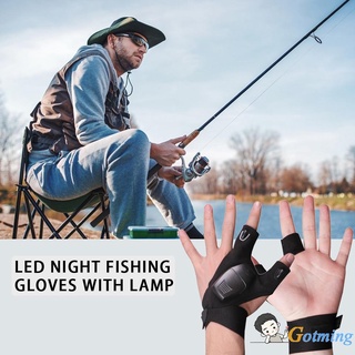 Guantes de pesca al aire libre sin dedos linterna LED campamento senderismo ciclismo guantes