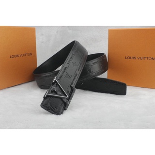 Lv Louis Vuitton Cinto De cuero negro casual De Alta calidad para hombre/cinturón De cuero para hombre De negocios (2)