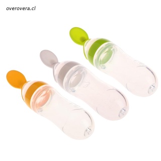 ove Infant Baby Kids Silicone Feeding With Spoon Feeder Food Rice Cereal Bottle New