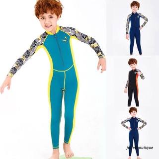 jul: traje de neopreno de una sola pieza de manga larga para niños adolescentes, protección solar, buceo, buceo, surf, traje de baño (1)
