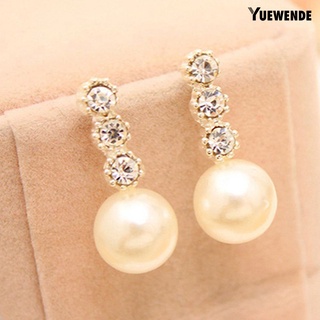 Yue aretes blancos de perlas de imitación para mujer con pedrería joyería de novia